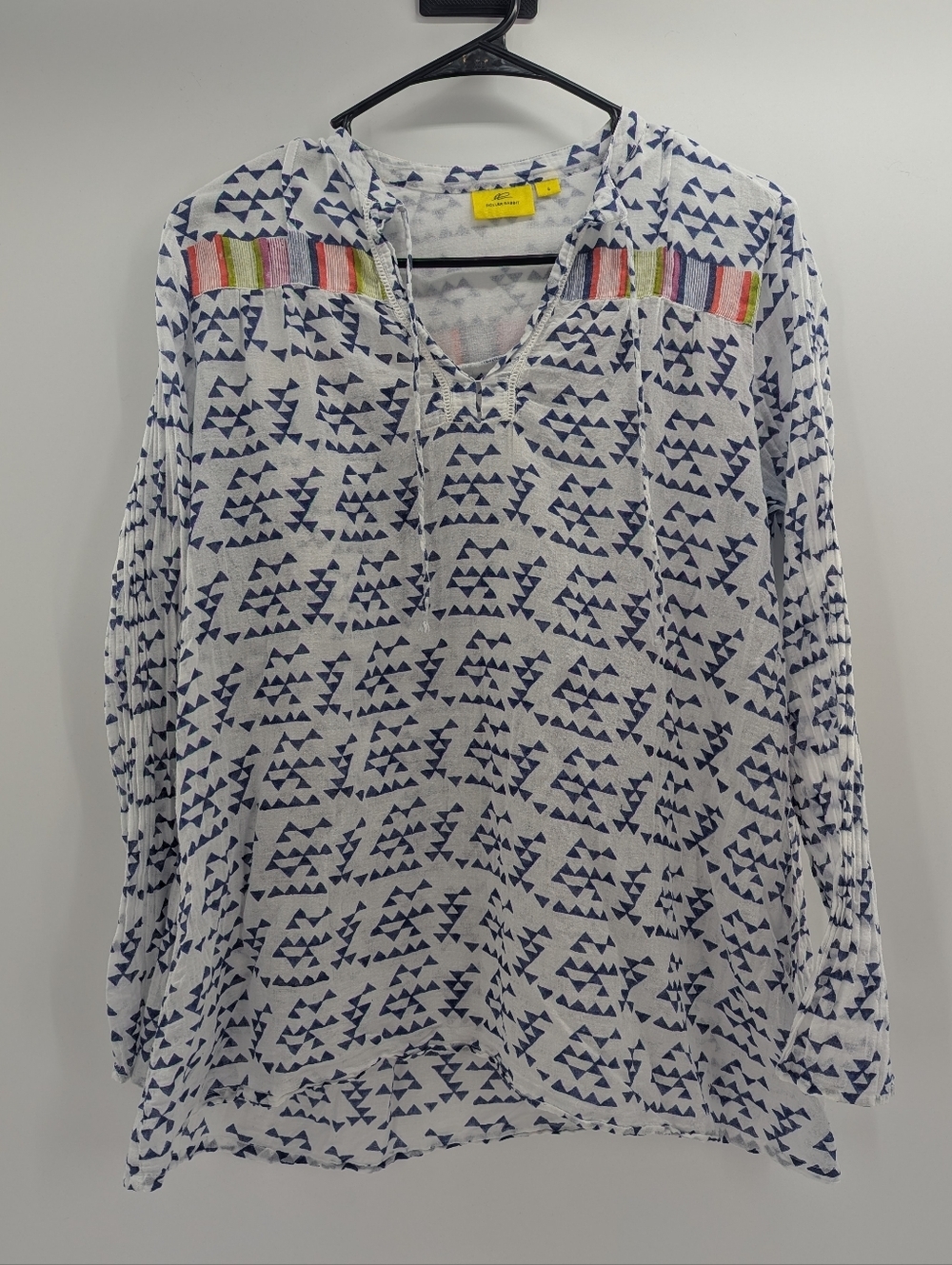 Roller Rabbit Boho Tunic Blouse Cotton Small Breathable Lightweight Geometric